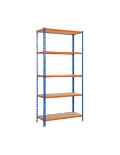 Estantería SIMONCLICK maderClick MEGAPlus 5/400 azul/naranja/madera 2000x1200x400 2