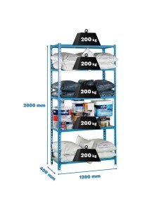 Estantería SIMONCLICK maderClick MEGAPlus 5/400 gris/madera 2000x1200x400