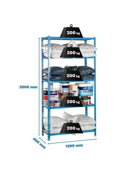 Estantería SIMONCLICK maderClick MEGAPlus 5/400 gris/madera 2000x1200x400