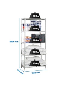 Estantería SIMONCLICK maderClick MEGAPlus 5/500 blanco/madera 2000x1200x500