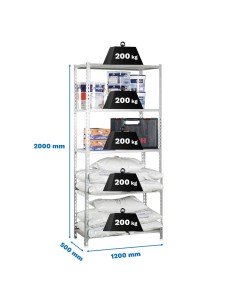 Estantería SIMONCLICK maderClick MEGAPlus 5/500 blanco/madera 2000x1200x500