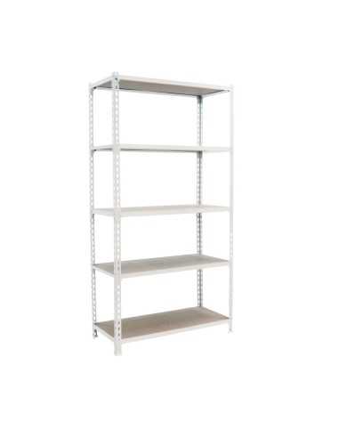 Estantería SIMONCLICK MaderClick MEGAPlus 5/500 blanco/madera 2000x1200x500 | Estantería sin tornillos con baldas de madera Simo