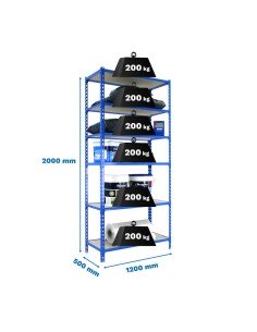 Estantería SIMONCLICK maderClick MEGAPlus 5/500 gris/madera 2000x1200x500 2