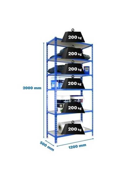Estantería SIMONCLICK MaderClick MEGAPlus 5/500 gris/madera 2000x1200x500 | Estantería sin tornillos con baldas de madera SimonR