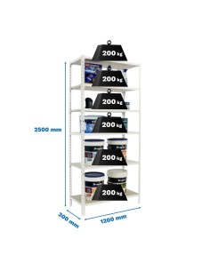 Estantería SIMONCLICK maderClick MEGAPlus 6/300 2500 azul/naranja/madera 2500x1200x300