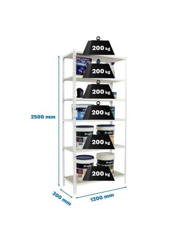 Estantería SIMONCLICK maderClick MEGAPlus 6/300 2500 azul/naranja/madera 2500x1200x300