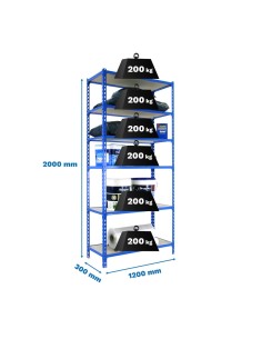 Estantería SIMONCLICK maderClick MEGAPlus 6/300 2500 gris/madera 2500x1200x300