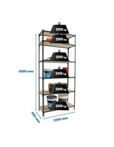 Estantería SIMONRACK MADERCLICK MEGAPlus 6/400 2500 ANTRACITA/MAD 2500x1200x400