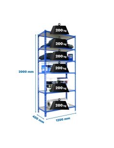 Estantería SIMONCLICK maderClick MEGAPlus 6/400 2500 gris/madera 2500x1200x400 2