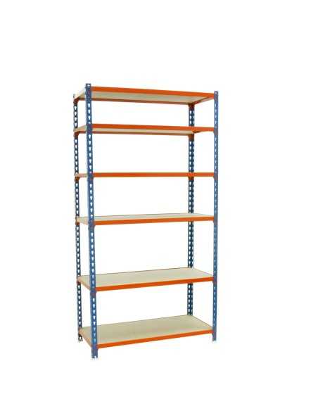 Estantería SIMONCLICK maderClick MEGAPlus 6/400 azul/naranja/madera 2500x1200x400
