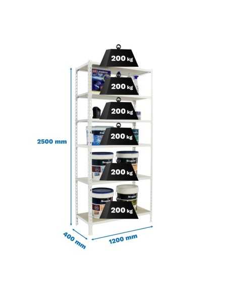 Estantería SIMONCLICK MaderClick MEGAPlus 6/400 azul/naranja/madera 2500x1200x400 | Estantería sin tornillos con baldas de mader