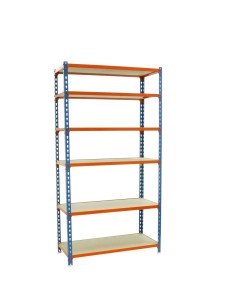 Estantería SIMONCLICK maderClick MEGAPlus 6/500 2500 azul/naranja/madera 2500x1200x500