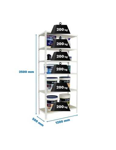 Estantería SIMONCLICK MaderClick MEGAPlus 6/500 2500 azul/naranja/madera 2500x1200x500 | Estantería sin tornillos con baldas de 