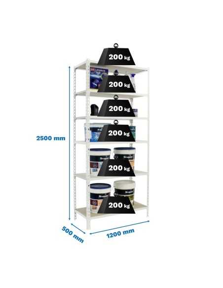 Estantería SIMONCLICK MaderClick MEGAPlus 6/500 2500 azul/naranja/madera 2500x1200x500 | Estantería sin tornillos con baldas de 