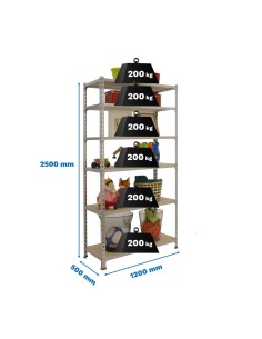 Estantería SIMONCLICK maderClick MEGAPlus 6/500 2500 blanco/madera 2500x1200x500 2