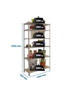 Estantería SIMONCLICK maderClick MEGAPlus 6/500 2500 blanco/madera 2500x1200x500 2