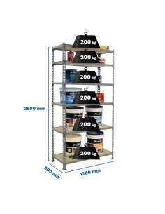 Estantería SIMONCLICK maderClick MEGAPlus 6/500 2500 gris/madera 2500x1200x500 2