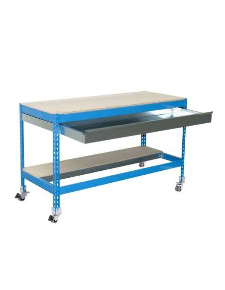Mesa de Trabajo SIMONWORK MOBILE BT0 BOX 1500 Azul/Madera 917x1510x760 | Mesa de trabajo SimonRack profesional y resistente