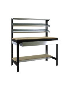 Mesa de Trabajo SIMONWORK BT1 BOX 1200 Galvanizado/Madera 1445x1210x610 | Mesa de trabajo SimonRack profesional y resistente