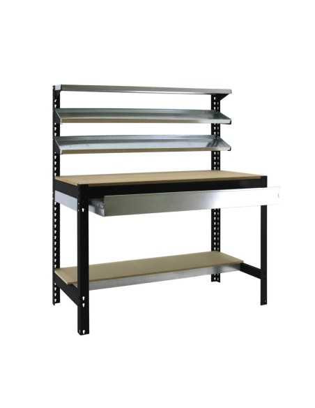 Mesa de Trabajo SIMONWORK BT1 BOX 1200 Galvanizado/Madera 1445x1210x610 | Mesa de trabajo SimonRack profesional y resistente