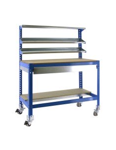 Mesa de Trabajo SIMONWORK MOBILE BT1 BOX 1500 Azul/Madera 1520x1510x760 | Mesa de trabajo SimonRack profesional y resistente 2