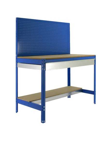 Mesa de Trabajo SIMONWORK MOBILE BT2 BOX 1200 Azul/Madera 1520x1210x610 | Mesa de trabajo SimonRack profesional y resistente