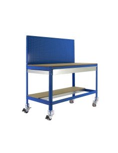 Mesa de Trabajo SIMONWORK MOBILE BT2 BOX 1500 Azul/Madera 1520x1510x610 | Mesa de trabajo SimonRack profesional y resistente 2