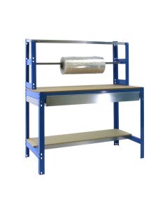 Mesa de Trabajo SIMONWORK BT4 BOX 1500 Azul/Madera 1445x1510x760 | Mesa de trabajo SimonRack profesional y resistente 2
