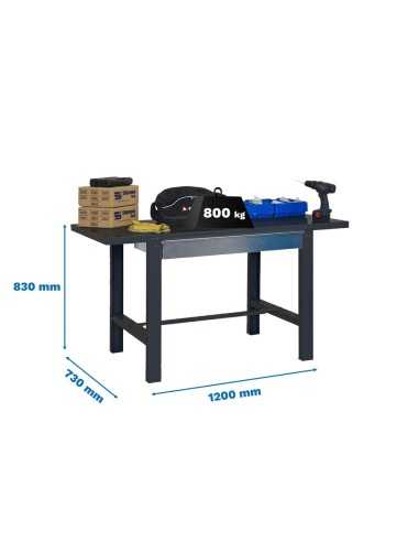 Mesa de Trabajo SIMONWORK BT6 METAL 1BOX 1200x735 Gris 830x1200x730 ESTANTERIAS SIMON | Mesa de trabajo SimonRack profesional y 