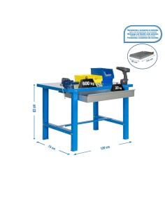 Mesa de Trabajo SIMONWORK BT6L Metal 1500 Azul 830x1500x730 | Mesa de trabajo SimonRack profesional y resistente