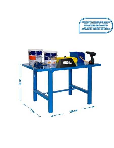Mesa de Trabajo SIMONWORK BT6L Metal 1BOX 1500x735 Azul 830x1500x730 | Mesa de trabajo SimonRack profesional y resistente