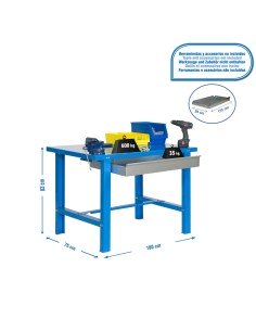 Mesa de Trabajo SIMONWORK BT6 PRO Metal 1BOX 1200 Azul 830x1200x730 | Mesa de trabajo SimonRack profesional y resistente 2
