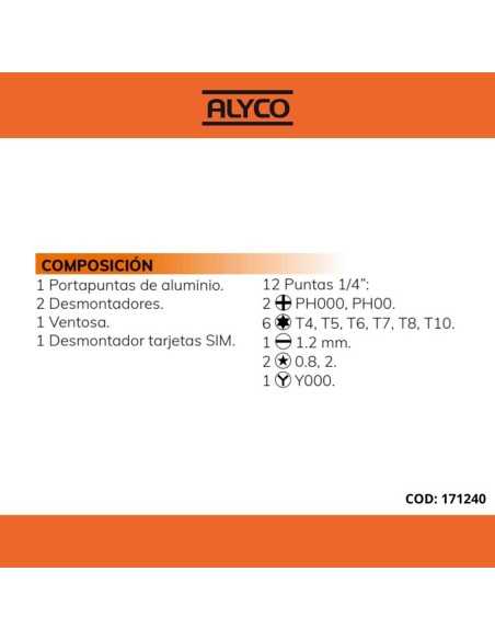 JUEGO 17 PIEZAS PARA REPARACIÓN ALYCO ORANGE Ref. 171240