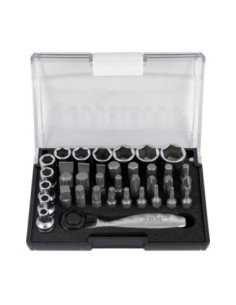 Estuche de llaves JBM de 38 PIEZAS con Carraca Mini 1/4" 52198 | Caja o carro de herramientas ALYCO resistente y funcional