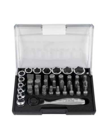 Estuche de llaves JBM de 38 PIEZAS con Carraca Mini 1/4" 52198 | Caja o carro de herramientas ALYCO resistente y funcional