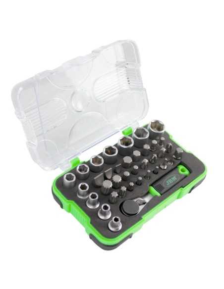 Estuche de llaves JBM de 38 PIEZAS con Carraca Mini 1/4" 53156 | Caja o carro de herramientas ALYCO resistente y funcional