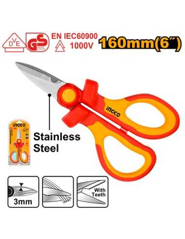 TIJERA ELECTRICISTA AISLADA INGCO IDEAL PARA TRABAJOS ELECTRICOS
