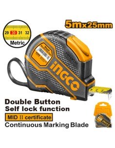 Flexómetro PRO 5 MTS 25MM INGCO HERRAMIENTA INDISPENSABLE