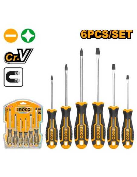 Destornilladores INGCO HKSD0628 JUEGO 6 VARIEDAD DE TAMAÑOS