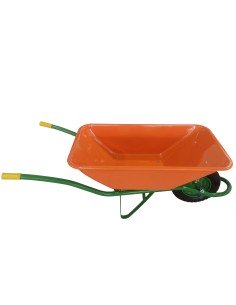Carretilla Amarilla/Naranja Carretillo de jardín 100 litros Neumáticos con llanta metálica