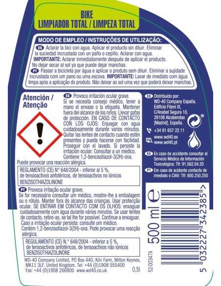 Limpiador Total Para Bicicleta - Pulverizador WD-40 SPECIALIST® Bike 500 ml | Compra en Ferretería CAHERSA
