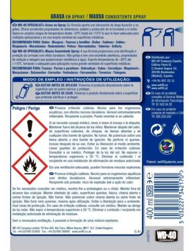 SPECIALIST®Grasa en Spray WD-40 400 ml | Compra en Ferretería CAHERSA