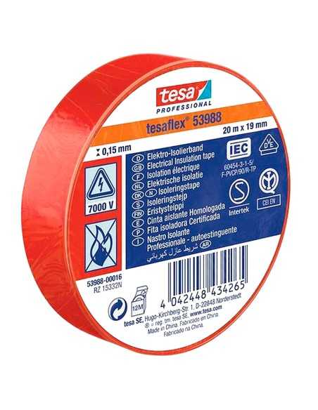Cinta Aislante TESA Roja 20MtX19mm
