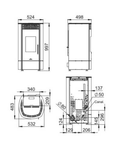 Estufa De Pellet BRONPI Trebol Nude Sitema W | Hogar Cahersa