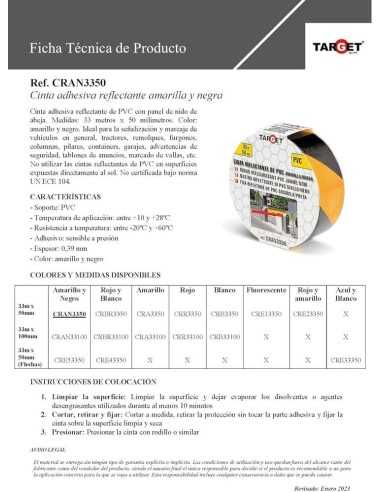 CINTA REFLECTANTE AMARILLA/NEGRA 33 X 50M TARGET