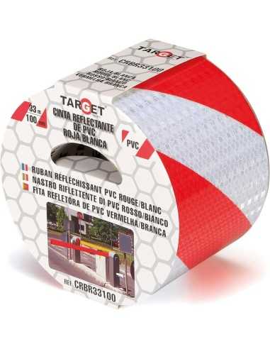 CINTA REFLECTANTE ROJA/BLANCA 33MX100MM TARGET