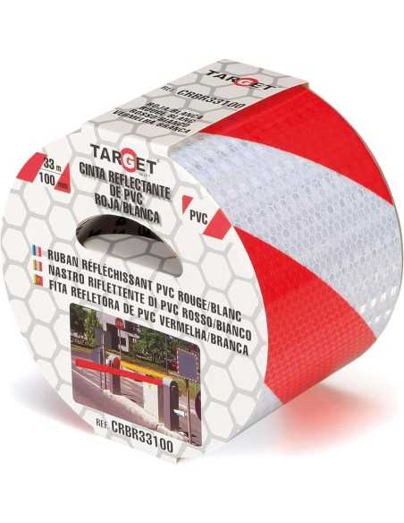 CINTA REFLECTANTE ROJA/BLANCA 33MX100MM TARGET