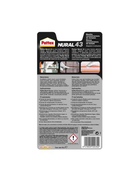 PATTEX NURAL 43-MASILLA RECONSTRUCTORA DE METALES 48GR DE HENKEL