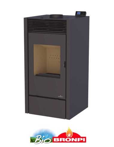 Estufa Mixta Leña y Pellet BRONPI 11 KW Negra