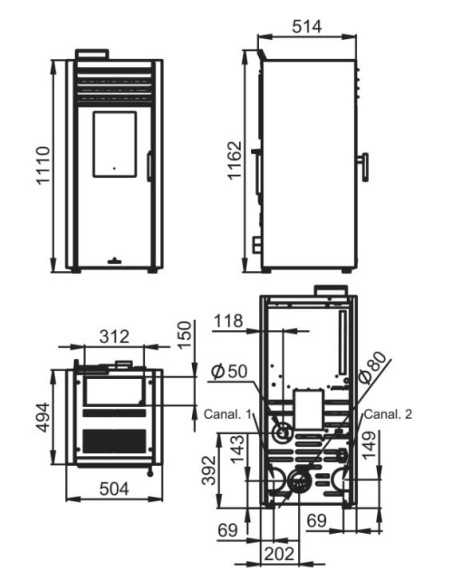 Estufa De Pellet BRONPI Adel 15 Kw Negra BRO | Hogar Cahersa
